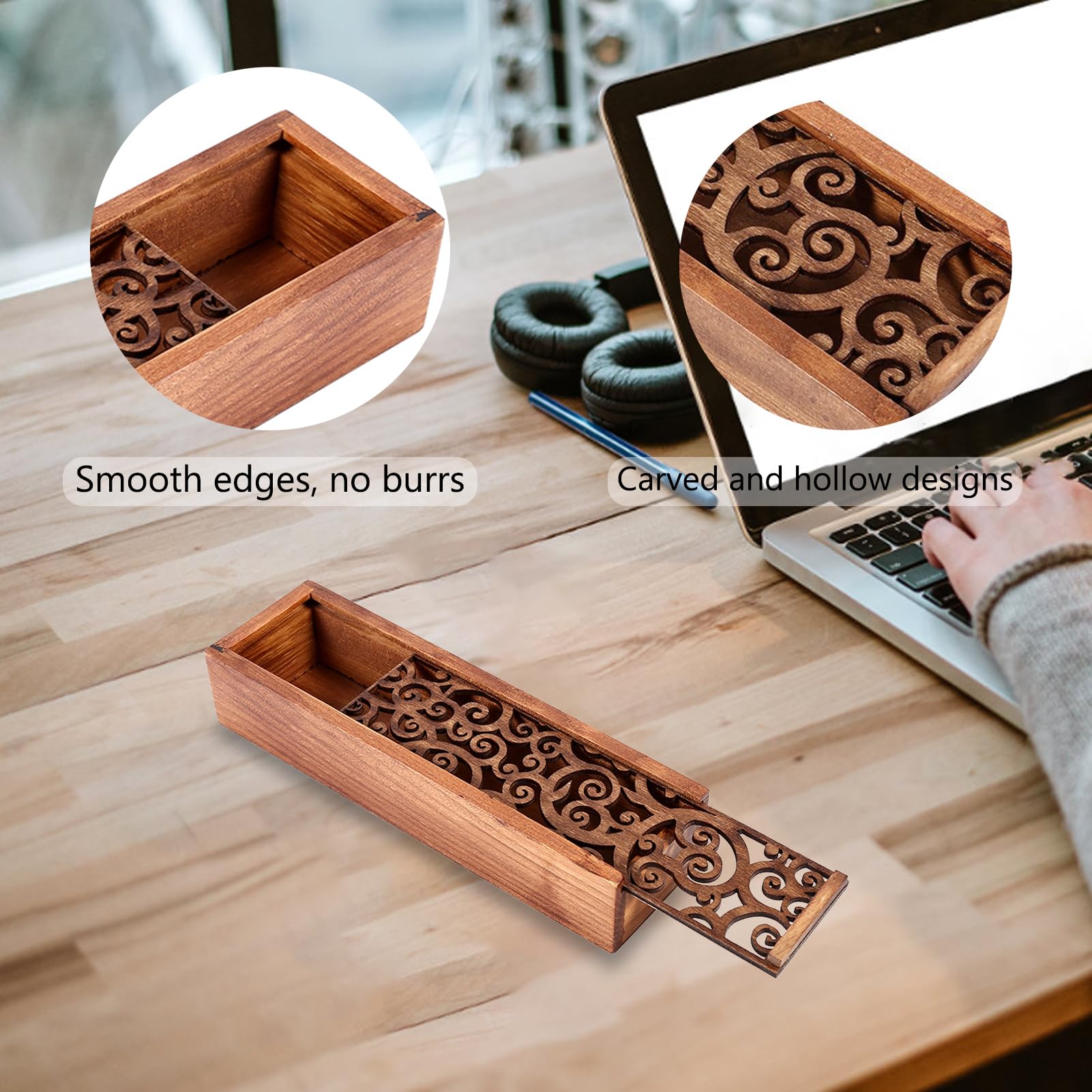 Amazon.com: CHEOTIME Unfinished Wood Box, Wooden Pencil Holder